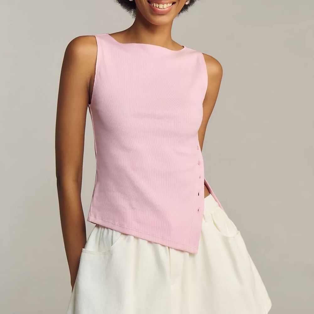 Reformation Knit Top organic hudson sleeveless asymmetrical womens Pink (small)